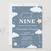 Invitation Sur Cloud Neuf Baby shower bleu Dusty moderne (Devant)