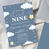 Invitation Sur Cloud Neuf Baby shower bleu Dusty moderne