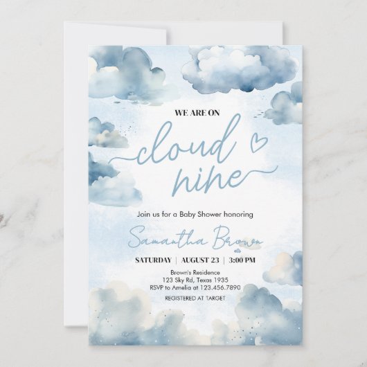 Invitation Sur Cloud Neuf Baby shower Party (Devant)