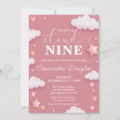 Invitation Sur Cloud Neuf Baby shower rose moderne (Devant)