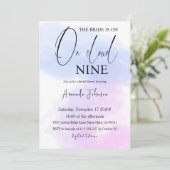 Invitation Sur Cloud Neuf Calligraphie Bleu rose Fête des mar (Debout devant)