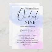 Invitation Sur Cloud Neuf Calligraphie Bleu rose Fête des mar (Devant / Derrière)