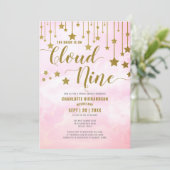 Invitation Sur Cloud Neuf Dreamy Pastel Fête des mariées rose (Debout devant)