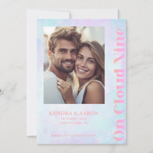 Invitation Sur Cloud Neuf Mariage Pastel Moderne Enregistrer (Devant)