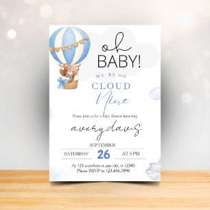 Invitation Sur Cloud Neuf Moderne Bleu Bébé Garçon Douche