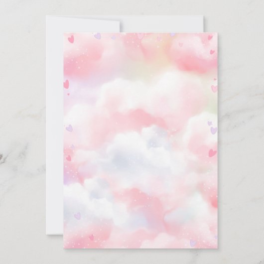 Invitation Sur Cloud Neuf Rose Neuvième fête d'anniversaire (Dos)