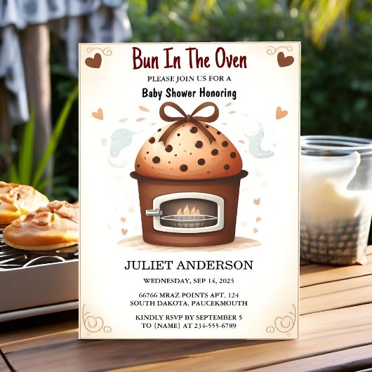 Invitation Sur Fun Retro Boho Cake Bun Dans Le Baby shower Du