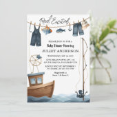 Invitation Sur Hook Bait Fun Wood Little Fisherman Baby showe (Debout devant)