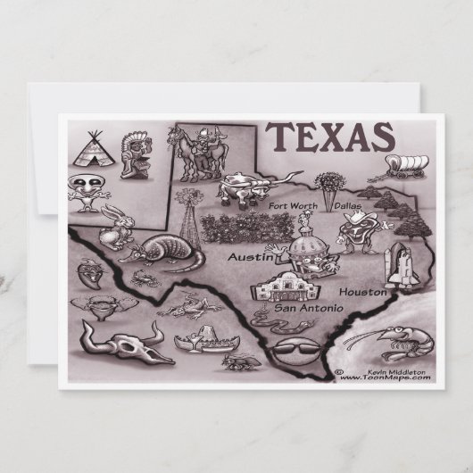 Invitation sur la carte du vieux Texas (Devant)