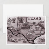 Invitation sur la carte du vieux Texas (Devant / Derrière)