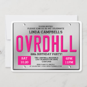 Invitation Sur la colline Plaque de permis Anniversaire Invit