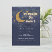 Invitation Sur la lune Baby shower neutre pour les femmes (Debout devant)