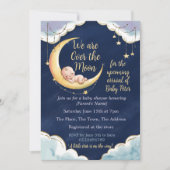 Invitation Sur la lune Bébé Baby shower à thème céleste (Devant)