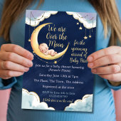 Invitation Sur la lune Bébé Baby shower à thème céleste