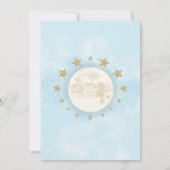 Invitation Sur la Lune Bleu Floral Baby shower Garçon (Dos)