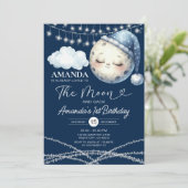 Invitation Sur la Lune et le dos 1er anniversaire lumières à (Debout devant)