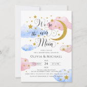 Invitation Sur la Lune Le genre révèle rose et bleu (Devant)