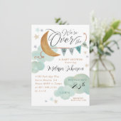 Invitation "Sur la Lune" Lune et baby shower des étoiles (Debout devant)