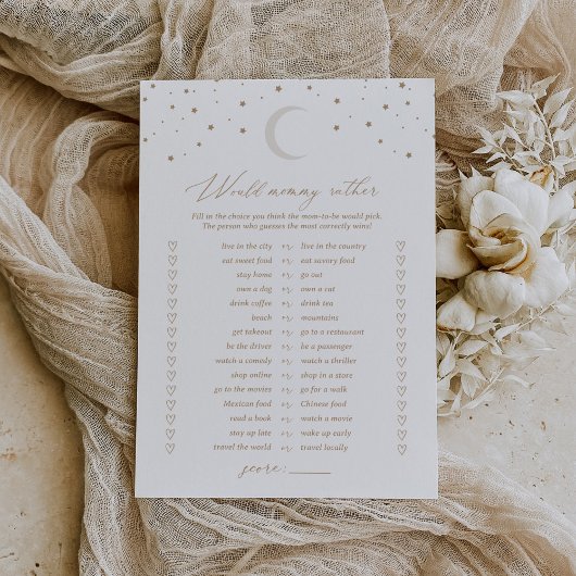 Invitation Sur la lune serait maman plutôt Baby shower jeu