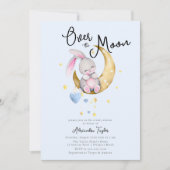Invitation Sur la lune Stars Rabbit Blue Boy Baby shower (Devant)