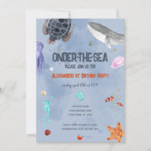 Invitation Sur la mer Océan Animaux 1er anniversaire (Devant)