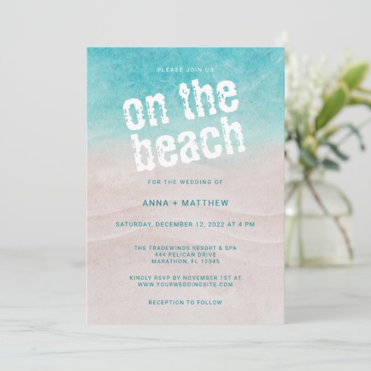 Invitation Sur La Plage Aquarelle Tropicale (Debout devant)