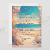 Invitation Sur la plage mariage élégant moderne code qr (Devant)