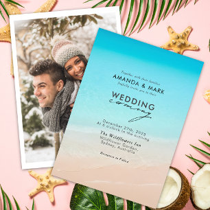 Invitation Sur la plage Mariage photo nautique