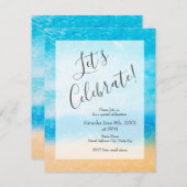 Invitation "Sur la plage" Peinture Abstraite en soie (Devant / Derrière)