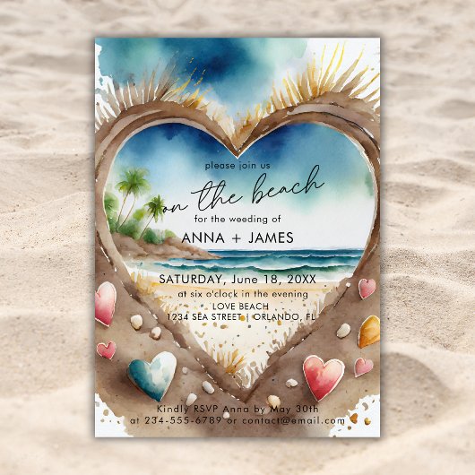 Invitation Sur la plage Tropical Ocean Watercolor Mariage