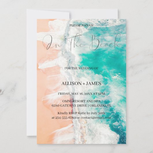 Invitation Sur La Plage : Watercolor Beach Wedding (Devant)