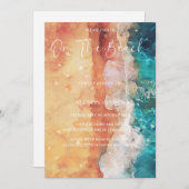 Invitation Sur La Plage Watercolor Beach Wedding (Devant / Derrière)