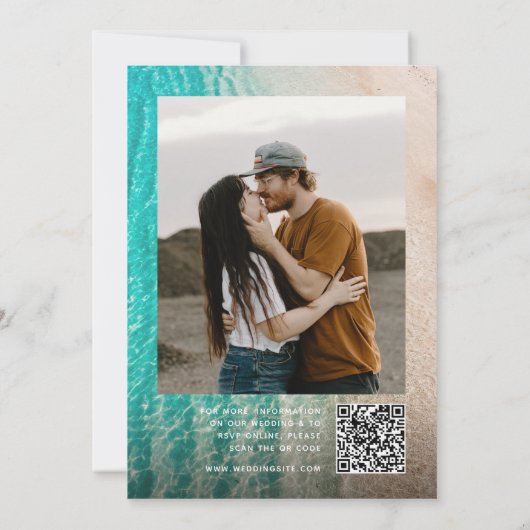 Invitation Sur La Typographie De Plage Photo Mariage du Code  (Dos)