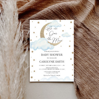 Invitation sur le Baby shower bleu lune