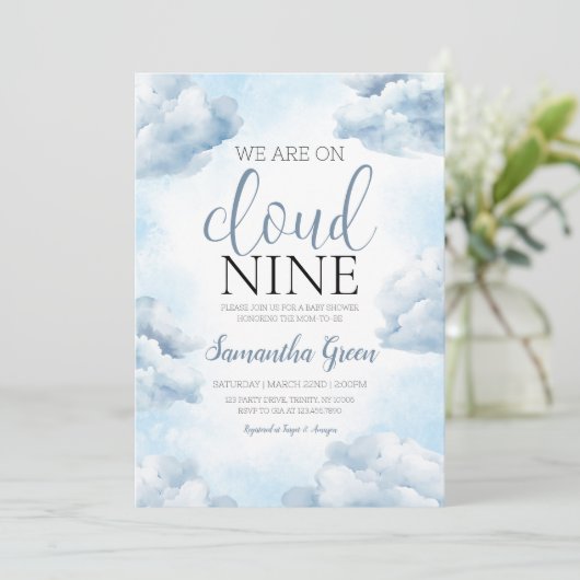 Invitation Sur le Baby shower Cloud 9 (Debout devant)