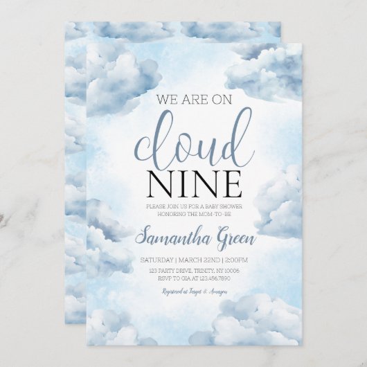 Invitation Sur le Baby shower Cloud 9 (Devant / Derrière)