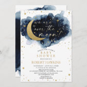 Invitation sur le Baby shower de la Lune (Devant / Derrière)