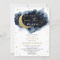Invitation sur le Baby shower de la Lune