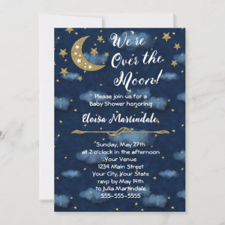 Invitation sur le Baby shower de la Lune