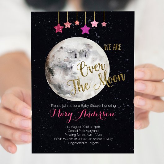 Invitation sur le Baby shower de la Lune