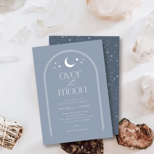Invitation sur le Baby shower de la lune Blue Boho