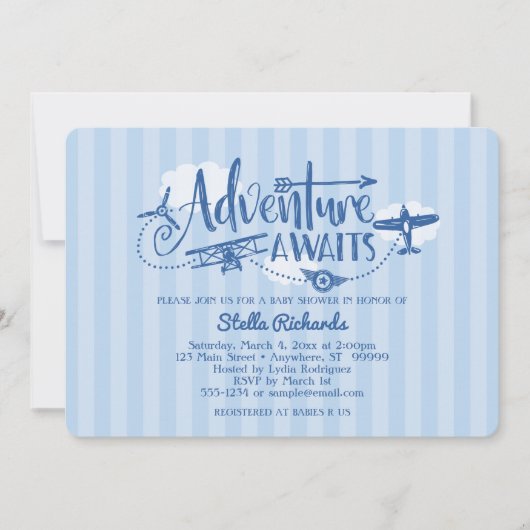 Invitation sur le Baby shower de l'aviation "Adven (Devant)