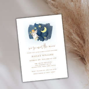 Invitation Sur le Baby shower Moon Angel Moon Star