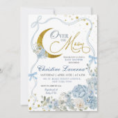 Invitation Sur le Baby shower Moon Blue Bow Hydrangea (Devant)