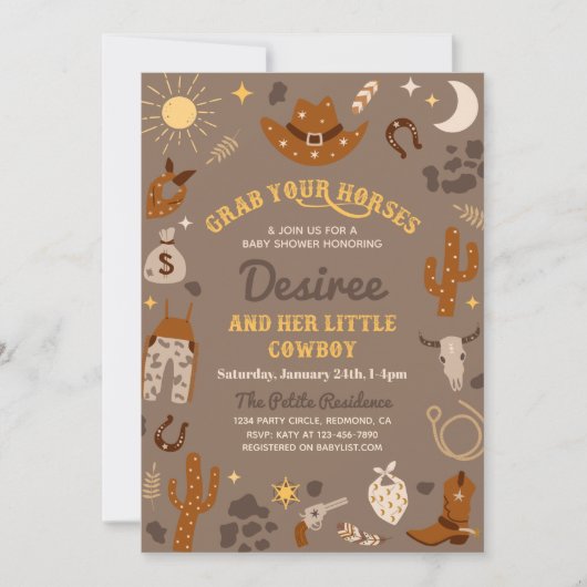 Invitation sur le Baby shower occidental | Southwe (Devant)