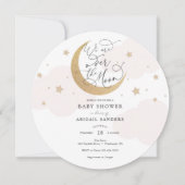 Invitation sur le Baby shower rose lune (Devant)