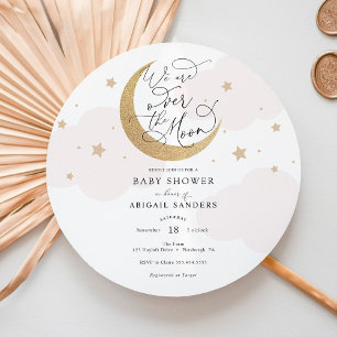 Invitation sur le Baby shower rose lune