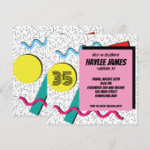 Invitation sur le modèle Memphis Rétro Moderne 80' (Devant / Derrière)