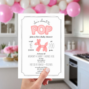 Invitation Sur Le Point De Pop Ballotte Rose Baby shower anim