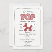 Invitation Sur Le Point De Pop Red Balloon Baby shower animal (Devant)